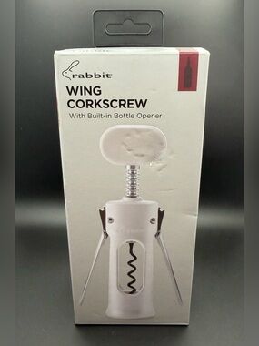 Rabbit White Wing Corkscrew with Built-In Bottle Opener